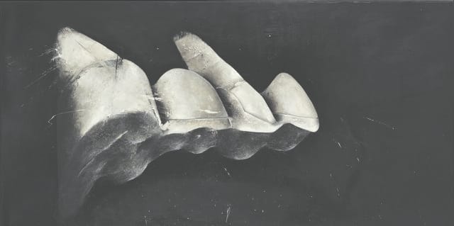 Jay DeFeo, "Crescent Bridge II" (1970–72). Synthetic polymer and mixed media on plywood, 48 x 96 in. (121.9 x 243.8 cm). Whitney Museum of American Art, New York; purchase 2002.329. (© 2012 The Jay DeFeoTrust / Artists Rights Society [ARS], New York; photo by Sheldan C. Collins)