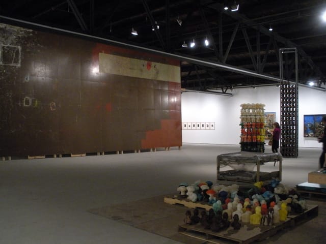 A view of Hauser & Wirth's cavernous new space, with one of Dieter Roth's "Floors" in the back left
