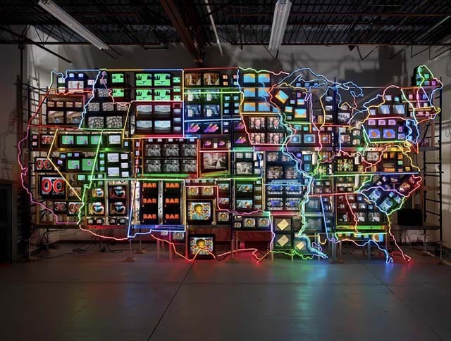 Nam June Paik's "Information Superhighway: Continental U.S., Alaska, Hawaii" (Image copyright Nam June Paik Estate / Courtesy Smithsonian)
