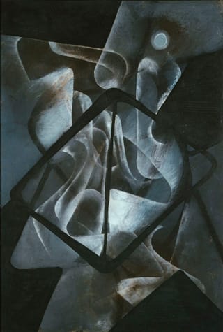 Fritz Winter, "K 35" (1934). Oil on paper on canvas. (click to enlarge)