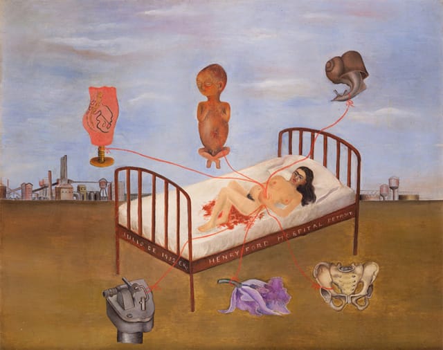 Frida Kahlo, "Henry Ford Hospital" (1932), oil on metal (image via dailyartwork.tumblr.com)