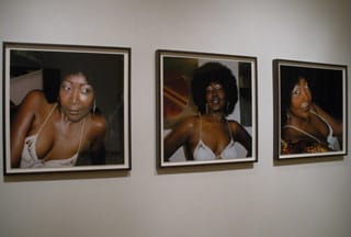 Mickalene Thomas, "Lounding, Standing, Looking" (2003), featuring the artist's mother, Sandra Bush (click to enlarge)