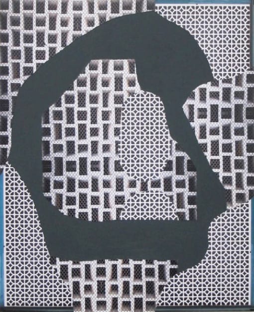 Max Warsh, "Green Island" (2012), photographs and acrylic on wood panel, 24 x 20 inches (image via Toomer Labzda)