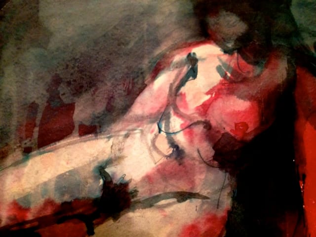 Eddie Johnson, "Pink Nude" (1960). Watercolor.