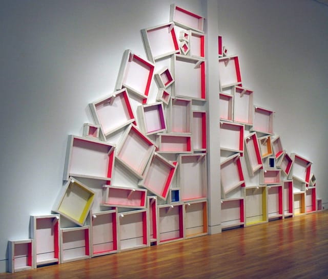 Cordy Ryman, "Windowboxing" (detail) (2010/2013). Acrylic and enamel on wood.