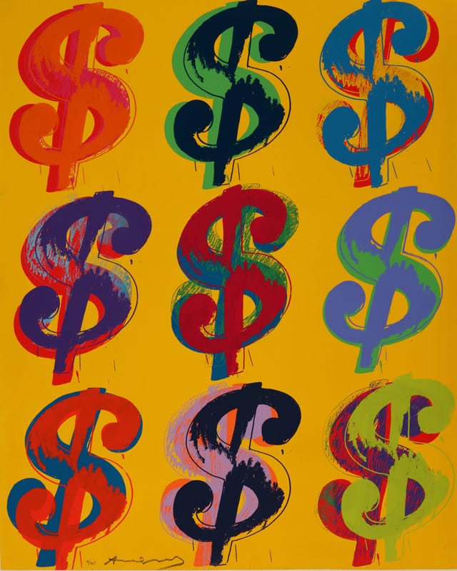 Andy Warhol, "$ (9)" (1982), screen print on Lenox Museum Board