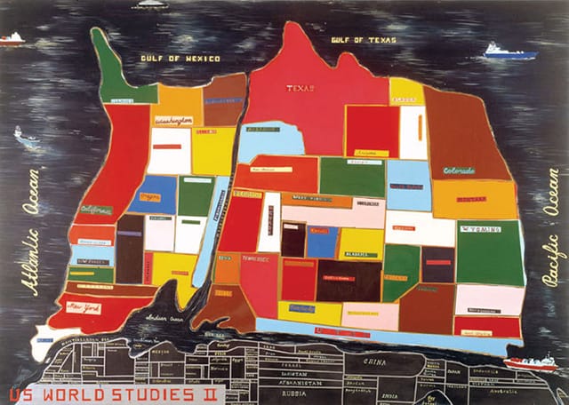 Jules de Balincourt, "U.S World Studies II" (2005) (Image via Saatchi Gallery)