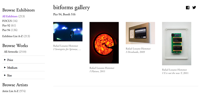 bitforms gallery on Artsy's Armory preview (All screenshots by Hyperallergic)