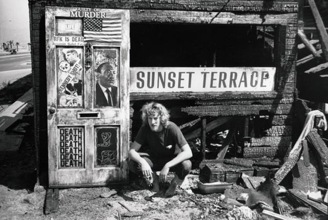 Fred Burkhart, “Burnt Out Hippie (Sunset Terrace), Venice California” (1970)