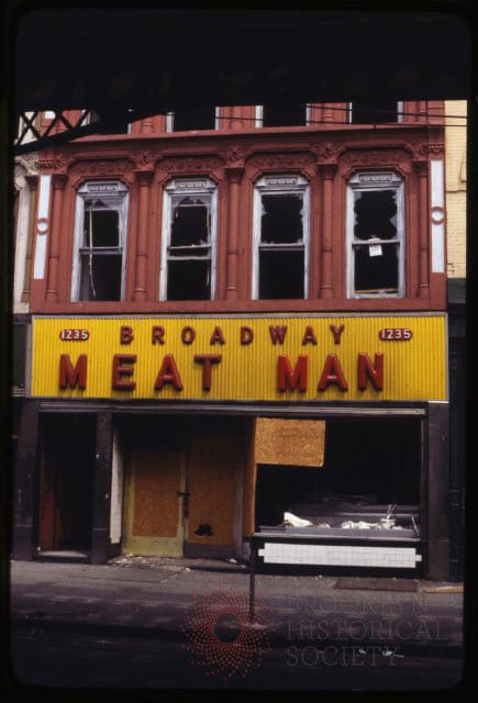 Unknown photographer, Broadway Meat Man (unofficial title, after the 1977 blackout) (1977)
