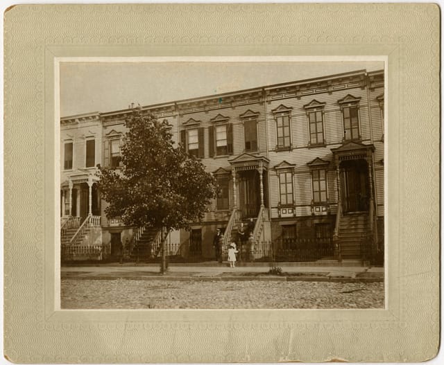 Photographer unknown, "Audre White, Mary B. White, K. W. White, Ella St. Balton (Grandma) at 678 McDonough St, Brooklyn" (1898)