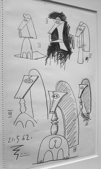 Picasso's sketches for the Chicago head sculpture (Photo by author)
