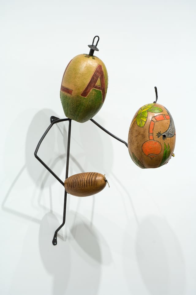 Rafael Ferrera, "Lam,"  (1996)  Steel, calabash, oil, wax  42 x 21 x 45 inches (Images Courtesy of Adam Baumgold Gallery)