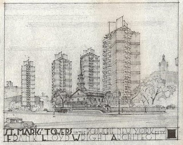 Frank Lloyd Wright's St. Mark's Towers (via Frank Lloyd Wright Foundation)