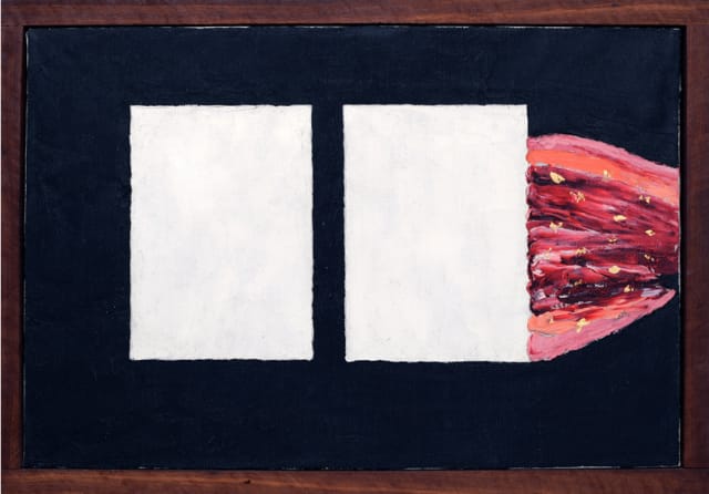 Forrest Bess, Untitled No. 12 A, 1957. Oil on canvas, 12 × 18 in. (30.5 × 45.7 cm). Collection of Andrew Masullo. Photograph by Wilfred J. Jones (via the Whitney Museum of American Art)