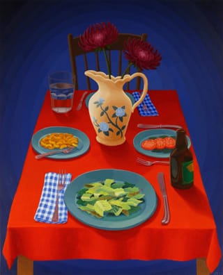 Amy Lincoln, "Dinner Table" (2012), acrylic on mdf, 24.5 x 19.75 inches (click to enlarge)
