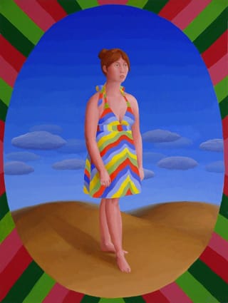 Amy Lincoln, "Girl in Stripes" (2011), acrylic on mdf, 13 x 10 inches
