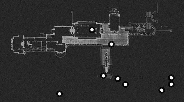 Interactive map of Frank Lloyd Wright's Little House (screenshot by Hyperallergic)