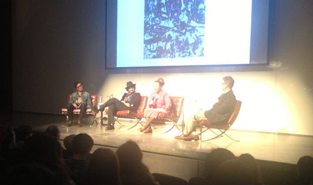 SCAD panel; from left to right, artists Angel Otero, Marcus Kenney, and Ingrid Calame (Photo by author)