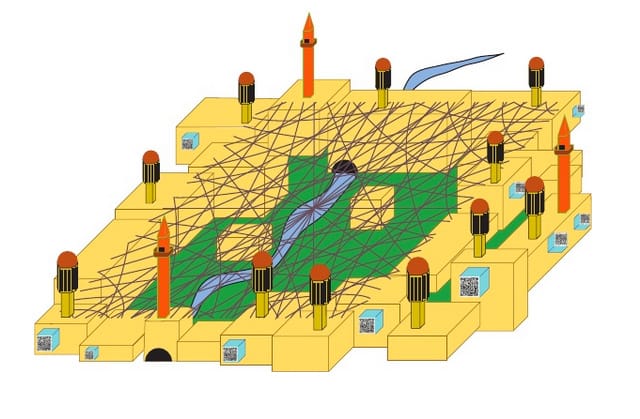 A rendering of AJ Kohn's anti-drone Shura City (image via scribd.com)