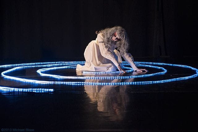 The Closing of Vangeline's performance inside the labyrinth. Photo by Michael Blase