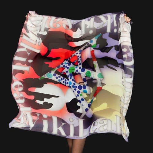 A Wikileaks scarf by Metahaven (Image courtesy Metahaven)