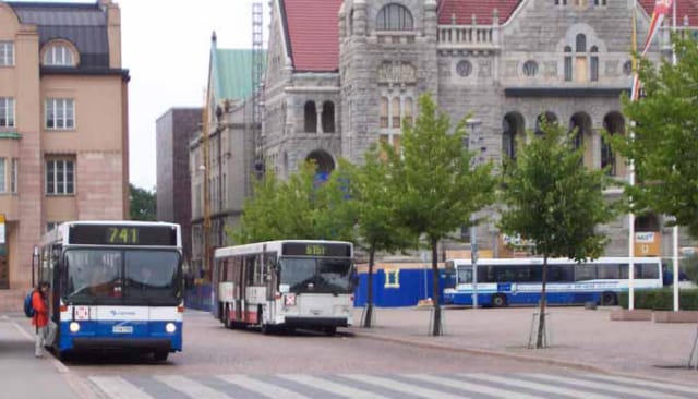 Buses in Helsinki (Image via johnmartintaylor.com)