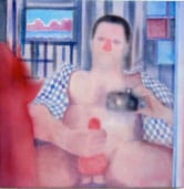 Max Maslansky, "Mirror, Mirror" (2012), acrylic on bedsheet, 20 x 20 inches