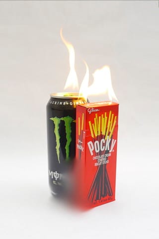 Tumblr: where art meets the everyday. Justin Kelly's "pocky and monster energy drink will coalesce in the presense of flame" (2013), from the tumblelog The Jogging. (Image via thejogging.tumblr.com)