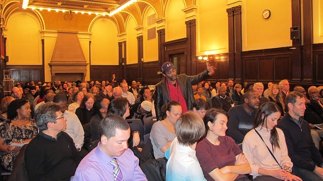 The audience at the March 7 Newark Public Library event