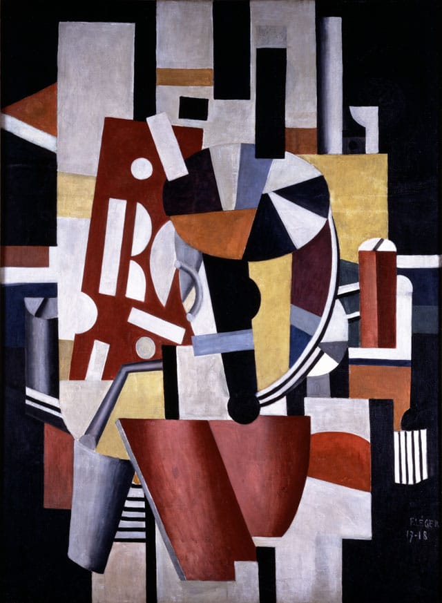 Fernand Léger, "Composition (Le typographe) (Composition [The Typographer])" (1917–18), oil on canvas, 98 ¼ x 71 ¼ in. (249.5 x 183.5 cm), Leonard A. Lauder Cubist Collection; 2013 Artists Rights Society (ARS), New York/ADAGP, Paris