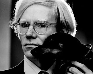 Jack Mitchell, "Andy Warhol, with Archie" (1973) (via Wikipedia)