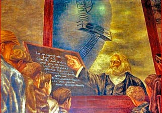 This egg tempera on plaster painting by Ben Shahn and Bernarda Bryson is a model for the Whitman mural in the Bronx. (Image via lehman.edu)