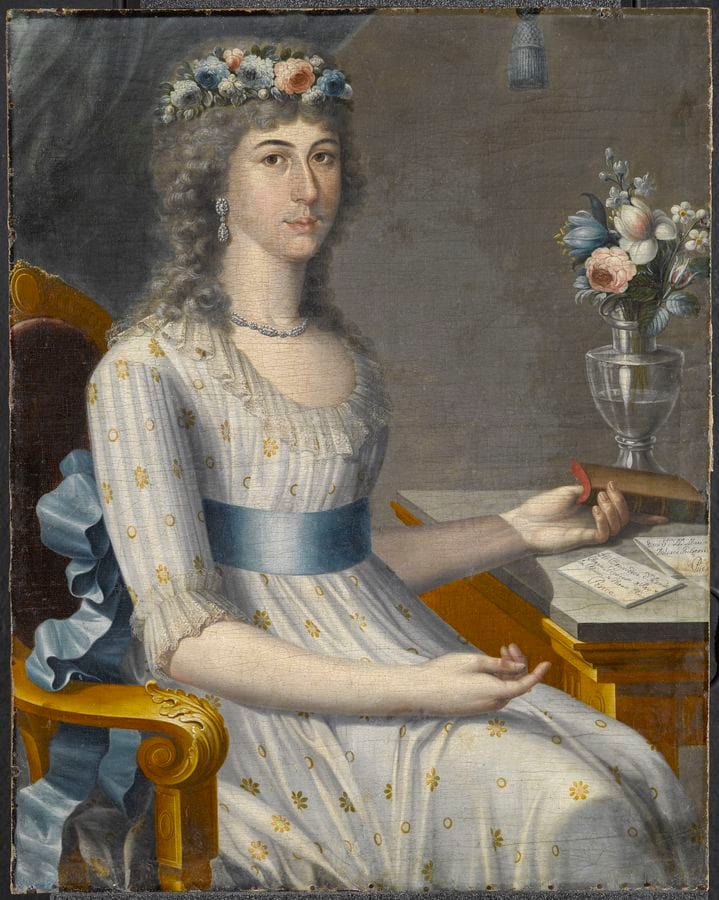José Campeche (Puerto Rican, 1751–1809), "Doña María de los Dolores Gutiérrez del Mazo y Pérez" (1796), oil on canvas, 34 x 25
