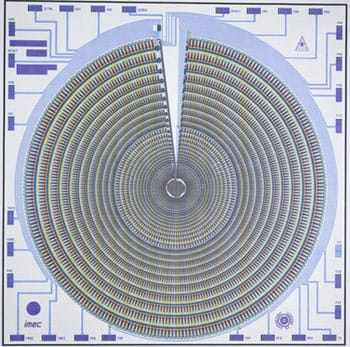 IMEC, Diagram of Neural Net: Foveated, Retina-like Sensor, Corresponding Silicon Microchip (1989), computer-generated plot on paper and silicon, .1: 36 1/4 x 36 1/4"