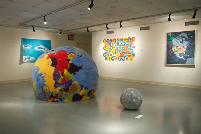 Installation view, "Contemporary Cartographies" at Lehmann College Art Gallery (photo by the author for Hyperallergic)