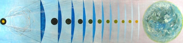 Ben La Rocco, "Generating The Zodiac" (2013). Oil and graphite on wood, 11 x 48 inches.