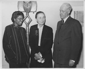 Fisk student Edythe Paulin, Georgia O'Keeffe, and  Carl Van Vechten.  (courtesy Fisk University Franklin Library’s Special Collections)