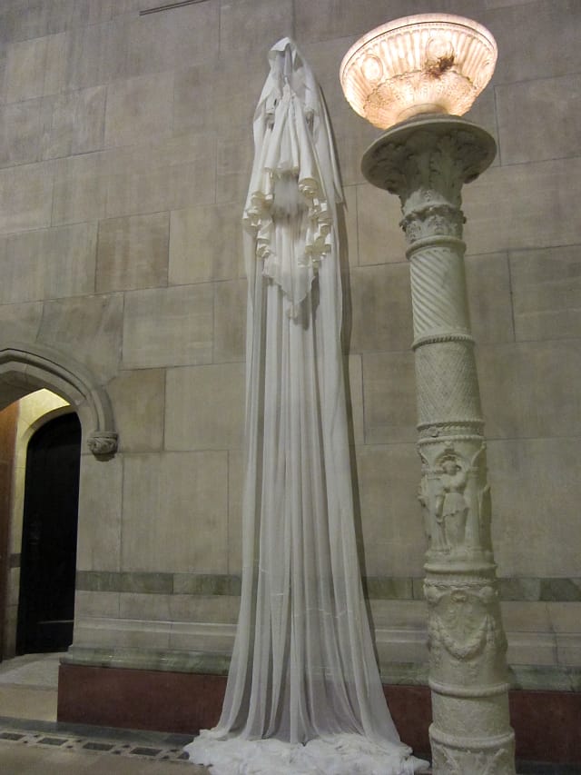 Jane Alexander, "Attendant" (2008-10), fiberglass, oil paint, cotton, silk, found garments