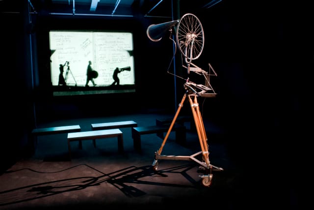 "The Negation of Time, Prologue" at Le Laboratoire, by William Kentridge with Peter Galison and Philip Miller (Photograph by Phase One Photography)