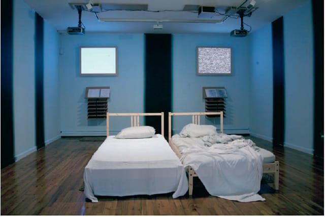 Lorenzo Clayton (Navajo), The Mathematics Negotiating Emotional Constructs and the Equanimity of Bedmaking, Mixed Media (2011).