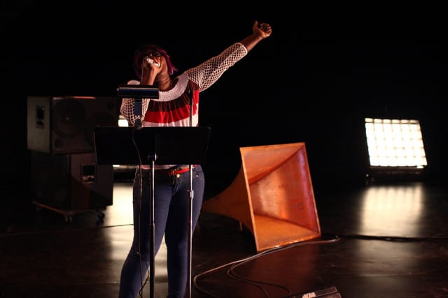 Warrior Queen in "P.A./Hard Love" at the Kitchen (photograph by Paula Court)