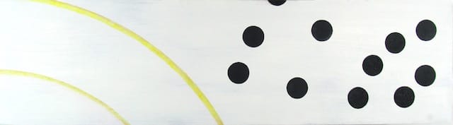 Ben La Rocco, "Pavonis" (2013). Oil on wood, 12 x 43 3/4 inches.