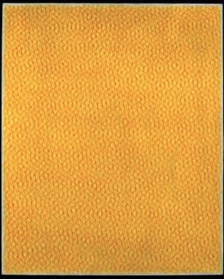 Piero Dorazio, "Senza Titolo" (1962). Oil on canvas, 39 ¾ x 32 inches.Courtesy Sperone Westwater, New York. Click to enlarge.