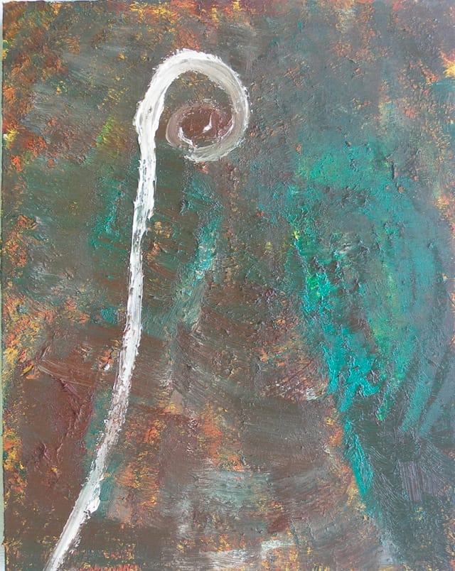 Peter Acheson, "Reemerging Spiral" (2012). Oil on canvas. 20 x 16 inches. 