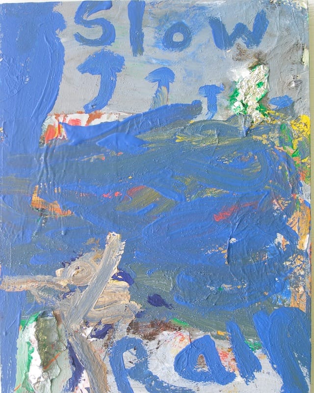 Peter Acheson, "Slow Rain" (2012). Acrylic with foil on canvas, 24 x 18 inches.