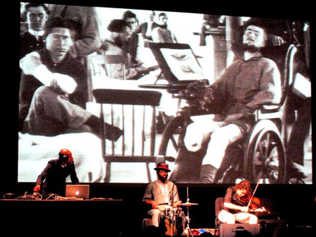 Civil war soldier waving tattered flag