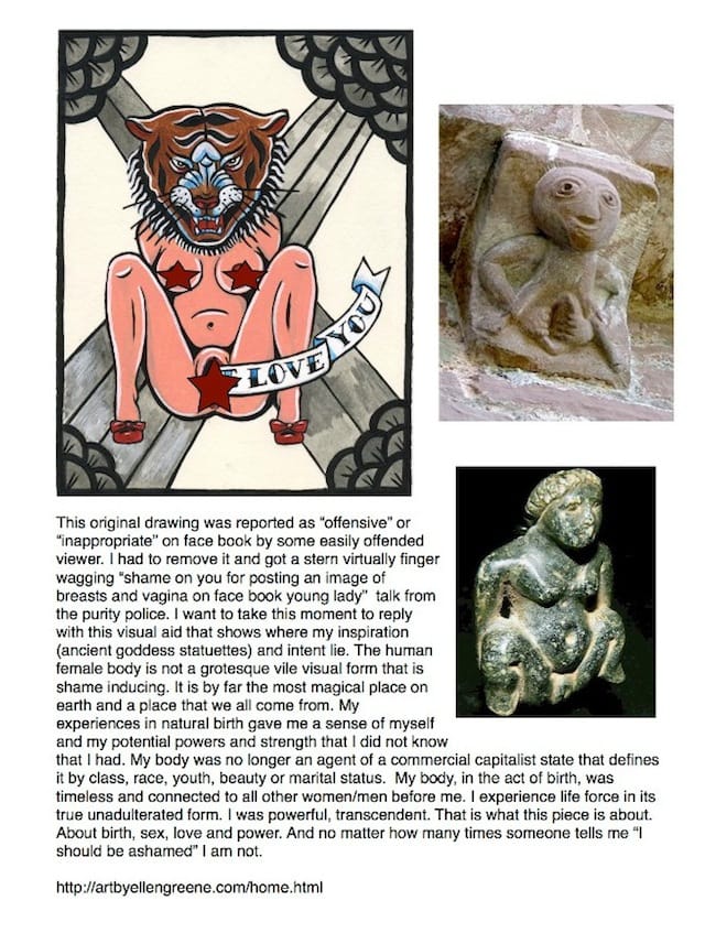 Ellen Greene's explanation of image that she was told to take down