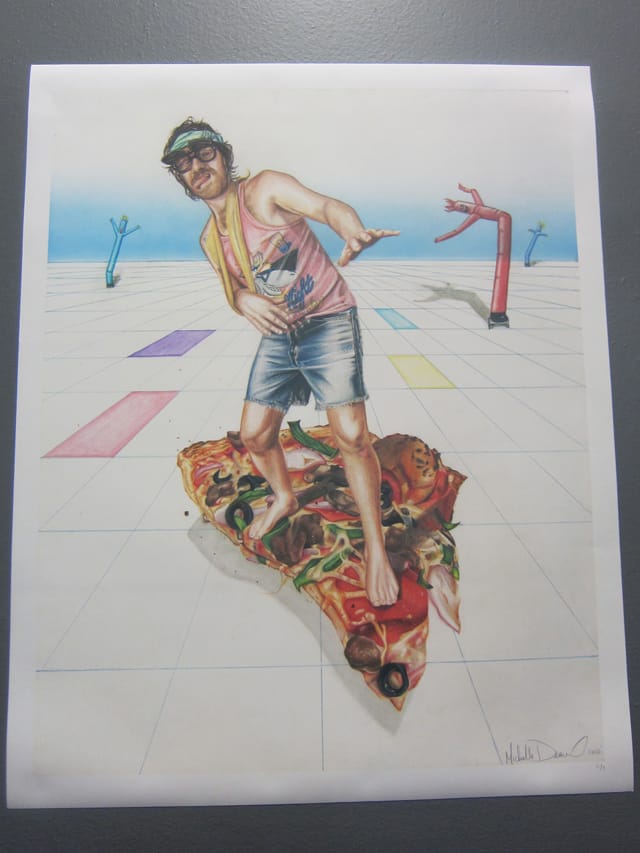 Michelle Devereux, "Dude on Pizza," print