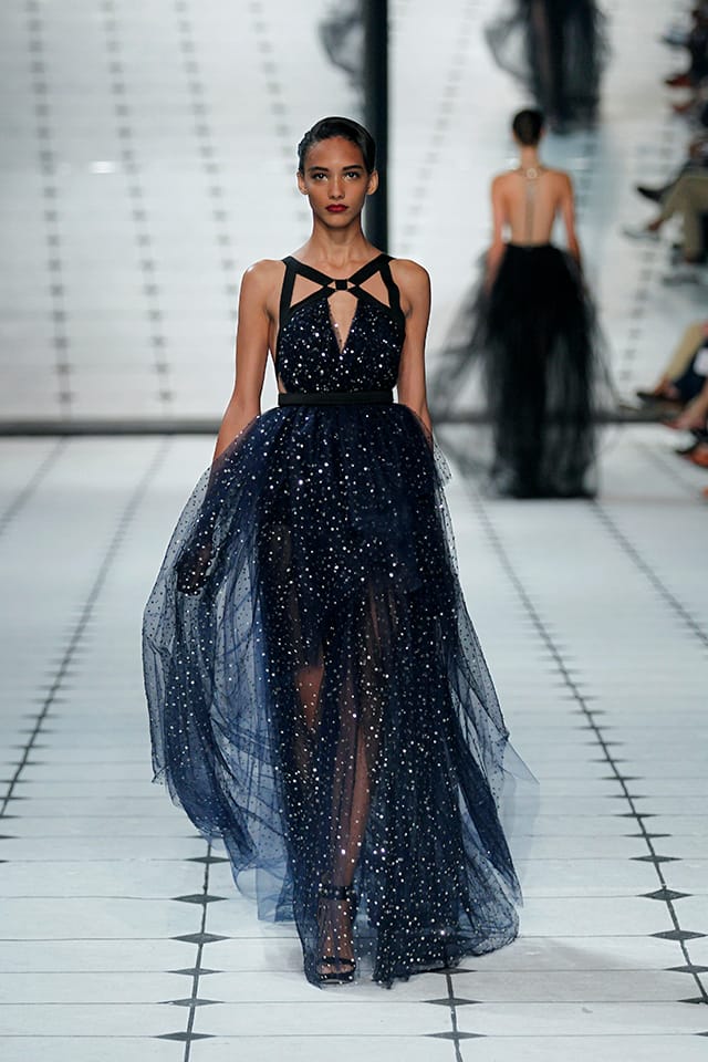 Jason Wu, Navy Silk Tulle Embroidered Harness Gown, Spring 2013, (photograph by Dan Lecca)